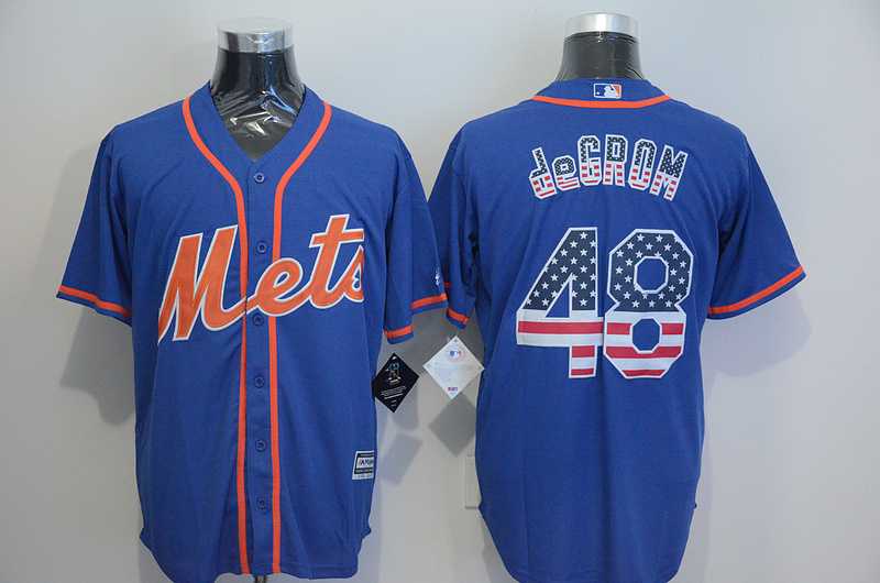 New York Mets #48 Jacob DeGrom Blue USA Flag Fashion Stitched Baseball Jersey,We sell and wholesale New York Mets #48 Jacob DeGrom Blue USA Flag Fashion Stitched Baseball Jersey on line form chian!